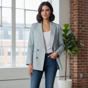 NWT! BANANA REPUBLIC Factory Linen Blend Double Breasted Blazer, Size 4